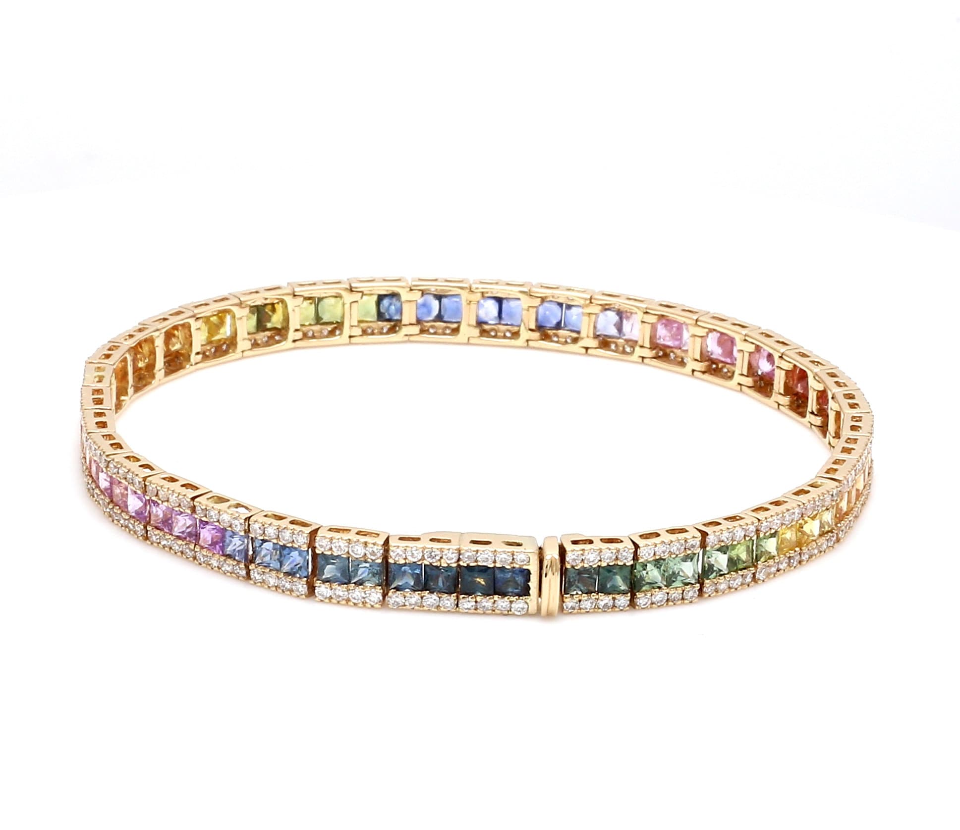 ●TATIANA● Set Pearl and Rainbow Jewel Bracelet SE0160 1708 Rainbow Sapphire Princess Cut Channel Set Tennis Bracelet