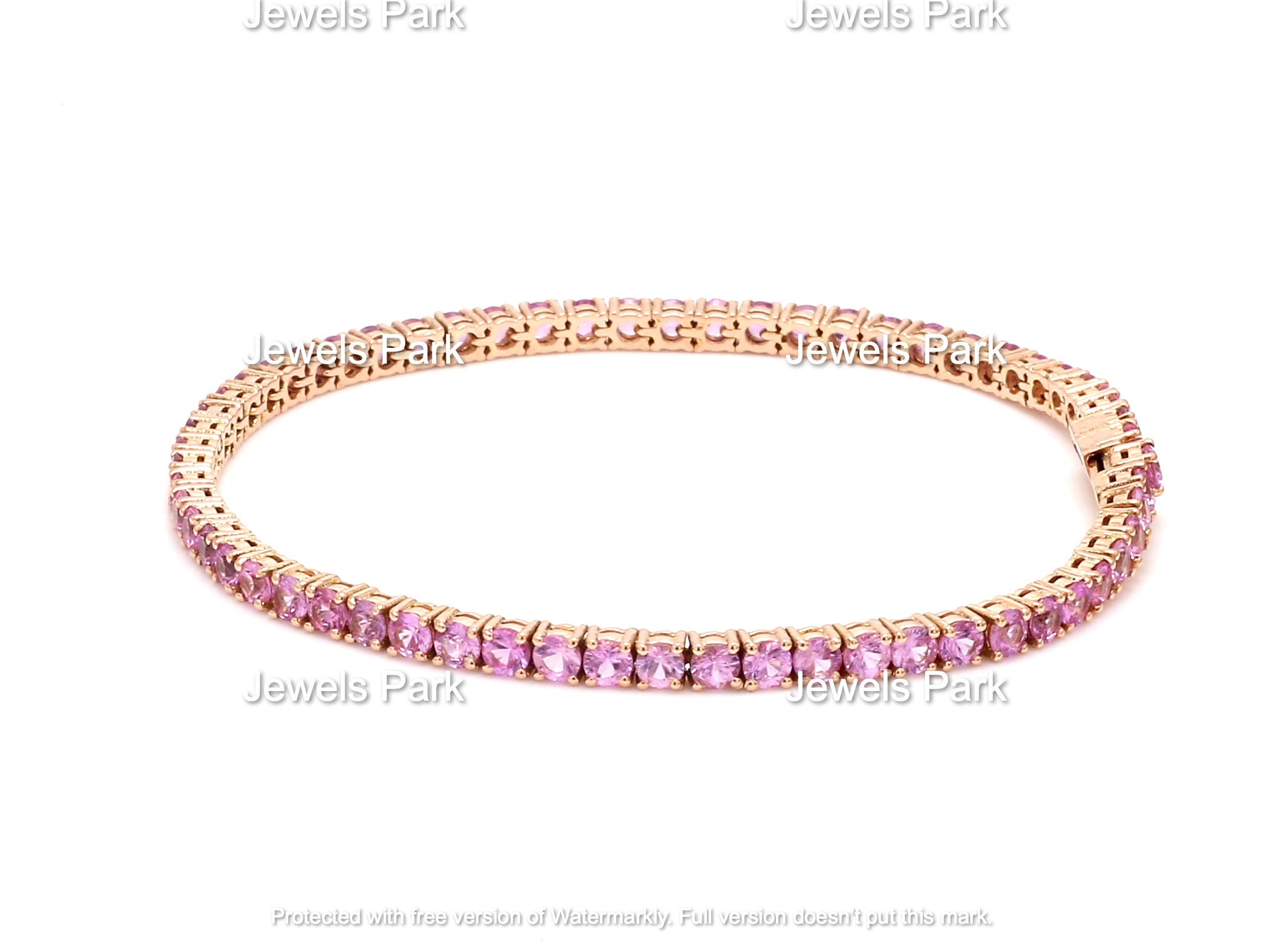 Pink Sapphire Tennis Bracelet 4.21 ctw 14K Yellow Gold
