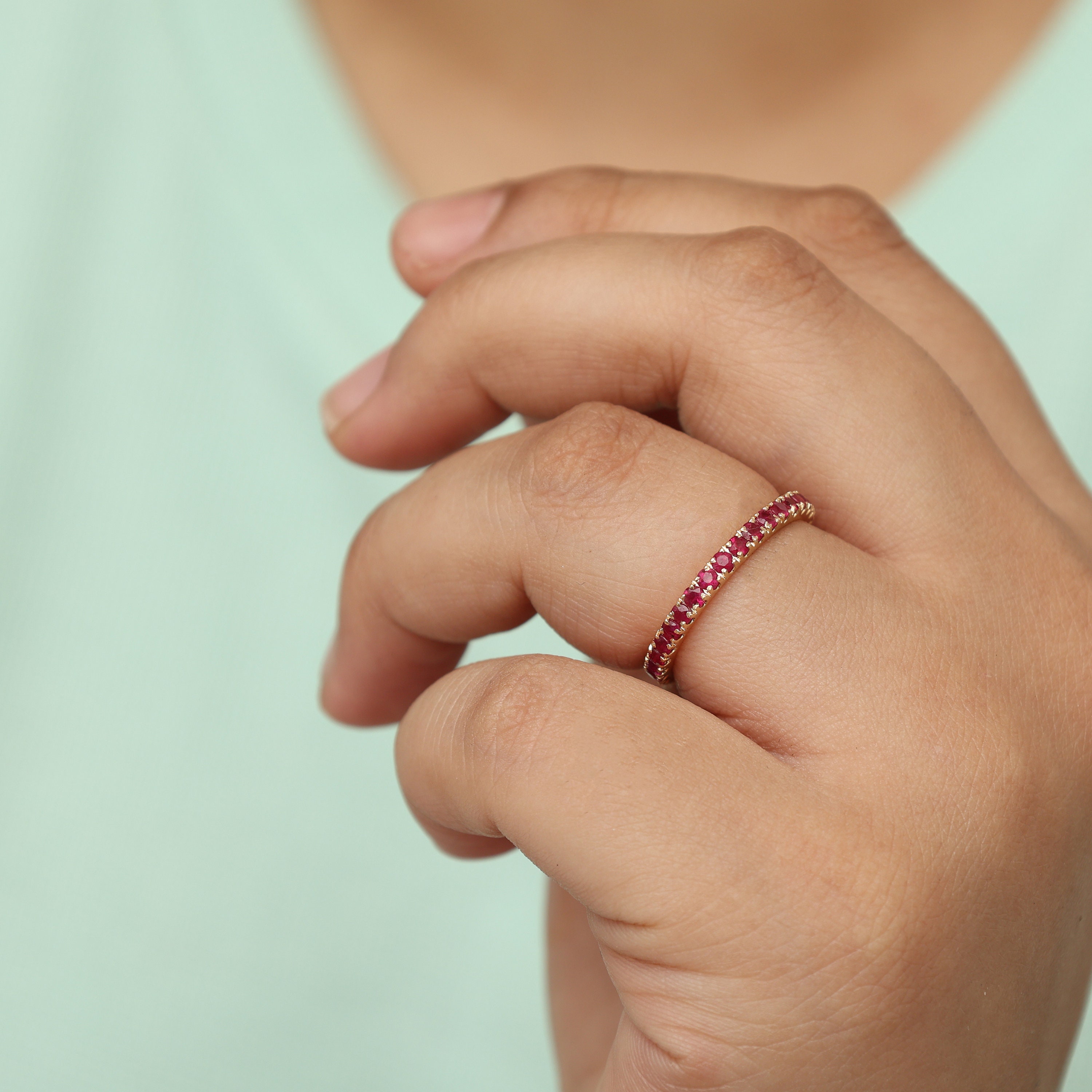 Ruby Round Eternity Band Ring in 14k 18k Gold | Natural 2.5mm 2ct ...