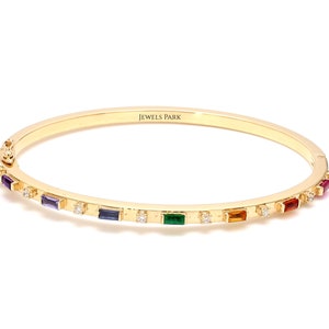 Rainbow Sapphire emerald bangle bracelet gold | Natural rainbow sapphire cuff bracelet | Rainbow ombre bangle bracelet | Rainbow bangle gold