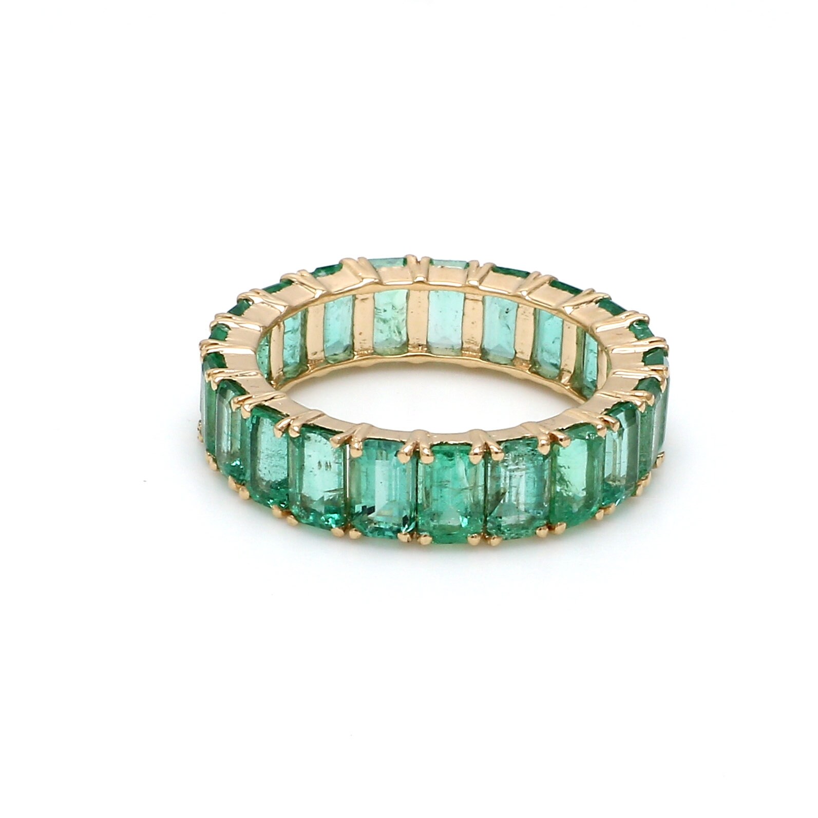 Emerald Eternity Band Emerald Cut Ring 14K Solid Gold | Natural Octagon ...