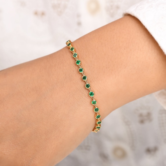 ヴィンテージブレスレットEmerald色gold色