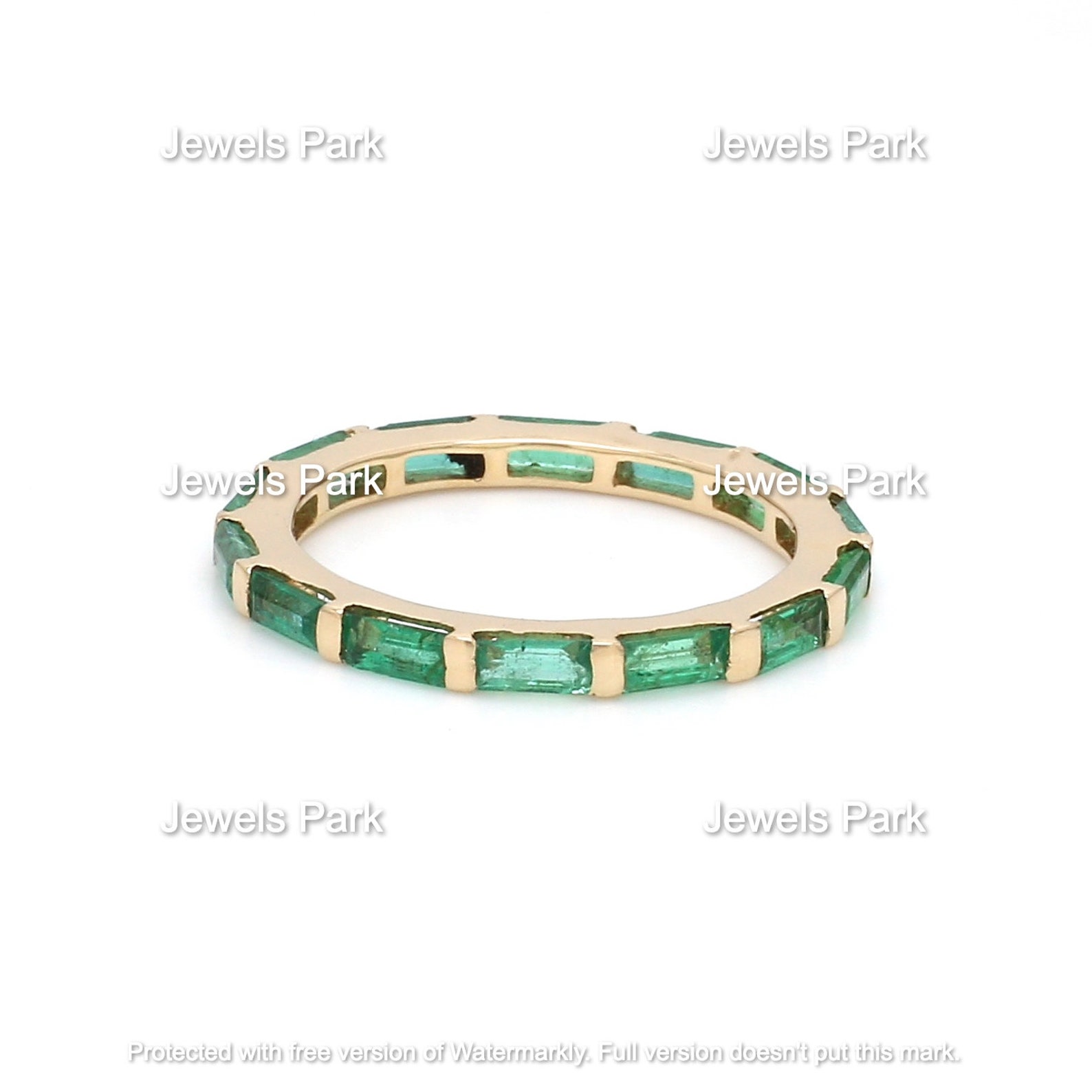 Natural Emerald Eternity Band Ring Baguette Cut in 14k 18k - Etsy UK