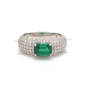 Emerald cut emerald diamond solitaire ring gold | Natural emerald cut emerald diamond ring gold | Big emerald cut emerald diamond ring gold