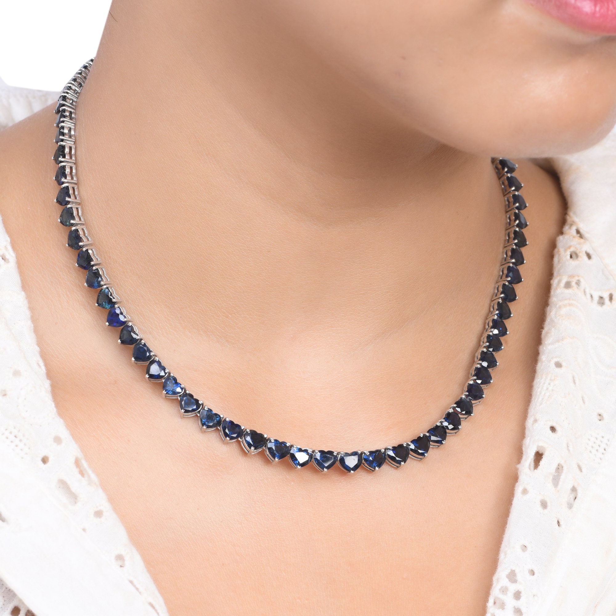Rainbow Sapphire Tennis Necklace | The Line | Le Mill