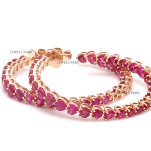 Small Ruby Heart Hoops main image 1