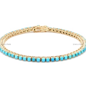 レインボー サファイア ラウンド テニス ブレスレット 14k 18k