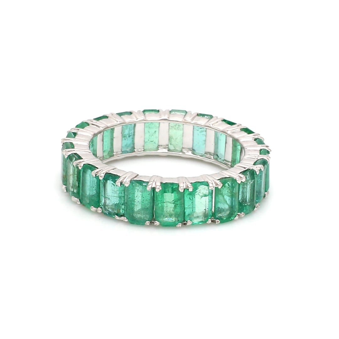 Natural Emerald Eternity Band Ring Emerald Cut Octagon Cut in 14k 18k ...