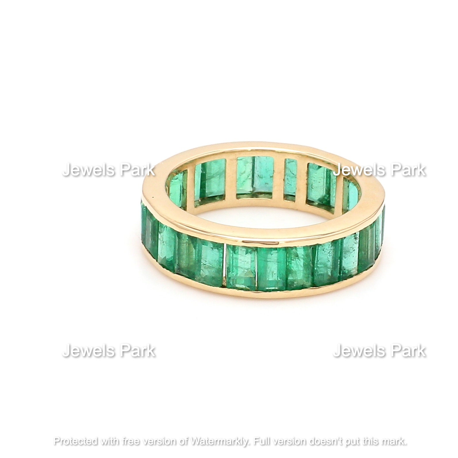 Emerald Eternity Band Ring in 14K Solid Gold Natural Emerald | Etsy