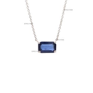 Blue sapphire octagon mini pendant gold | Natural royal blue sapphire small octagon pendant gold | Blue sapphire mini prong set pendant gold