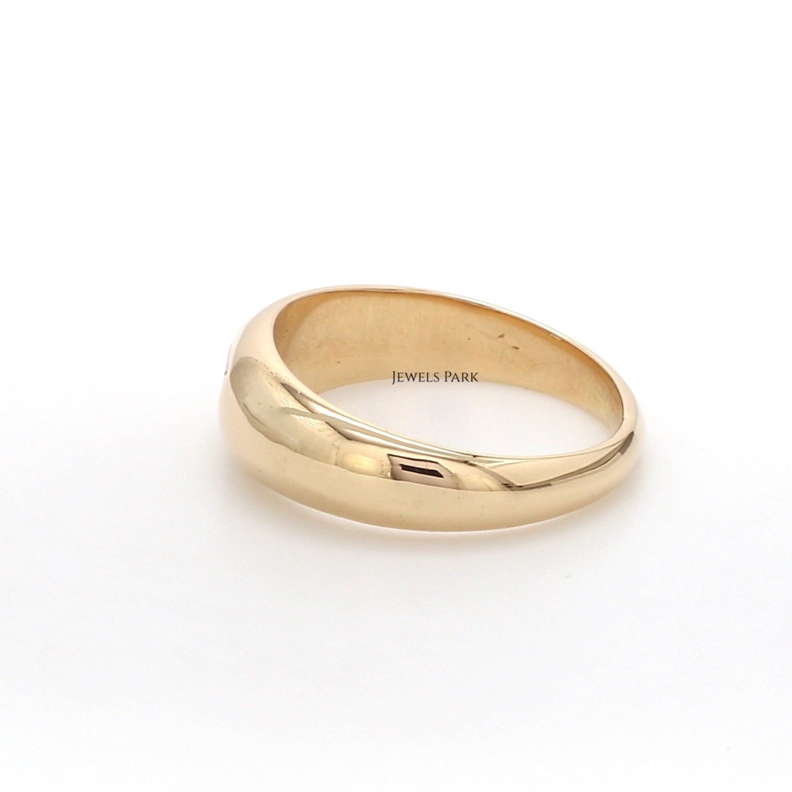 Emerald Cut Diamond Gypsy Set Ring Gold Vintage Flush Set Etsy