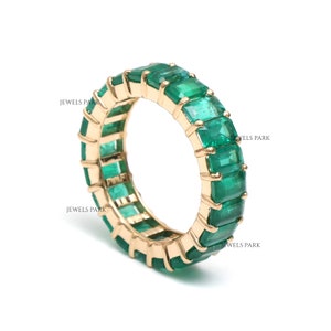 Real Emerald Eternity Band Ring Gold | Natural 5x3mm 6CTW Emerald Cut ...
