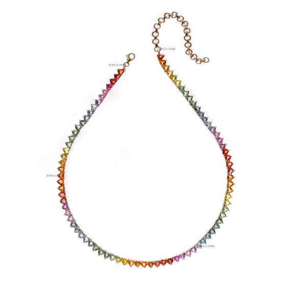 Rainbow Rhinestone Necklace, Rainbow Tennis Necklace
