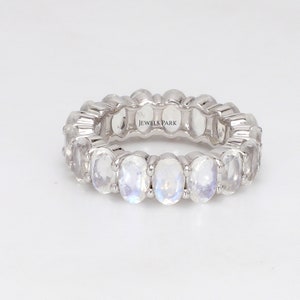 Rainbow moonstone eternity band ring gold | Natural oval moonstone ring | Moonstone eternity band gold | Birthstone ring gold | Rainbow ring