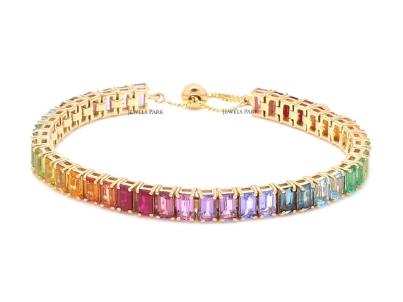 Half & Half Rainbow Gemstone and Diamond Tennis Bracelet – RW Fine Jewelry