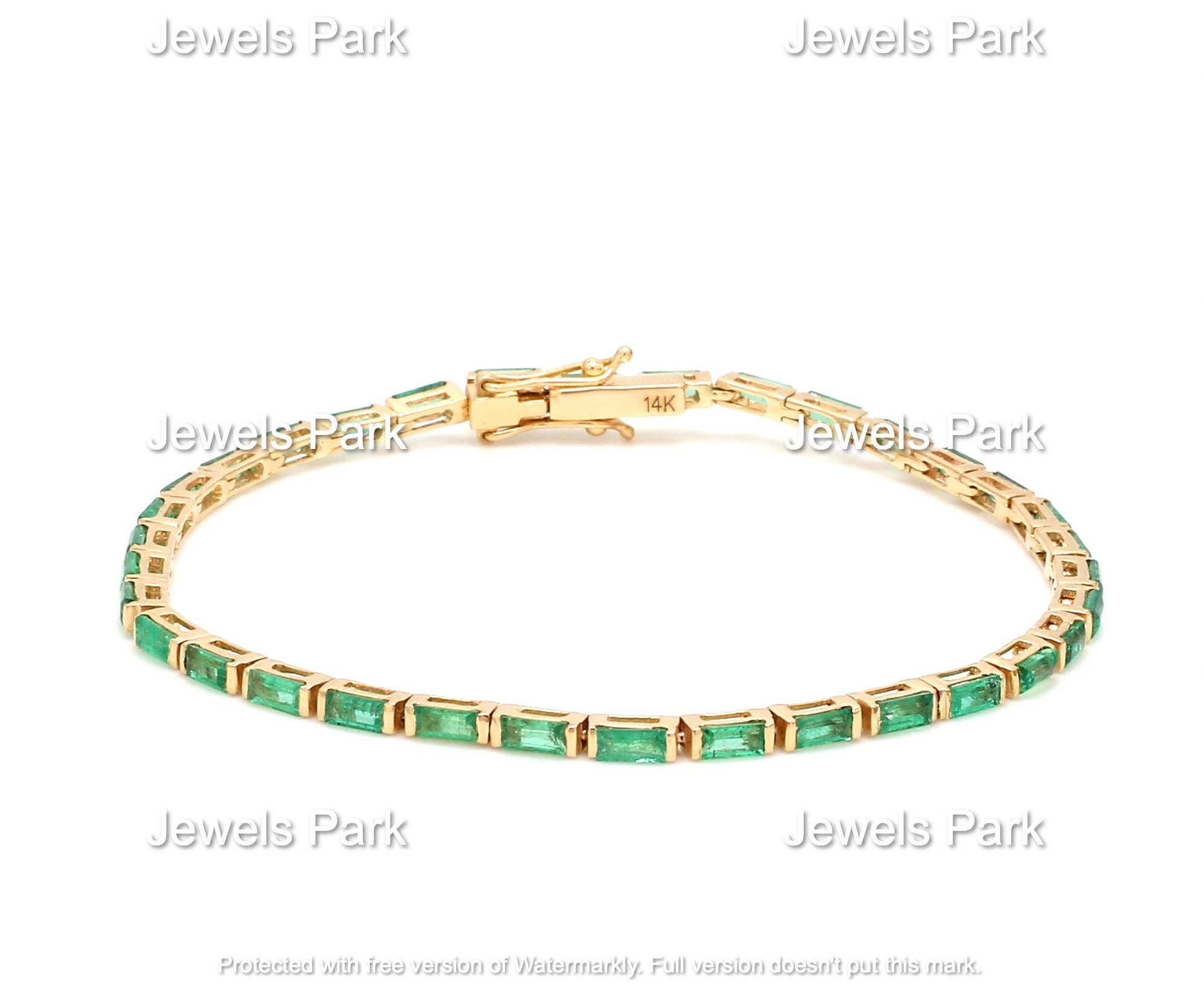 Natural emerald tennis bracelet in solid 14k 18k gold 4x2mm | Etsy