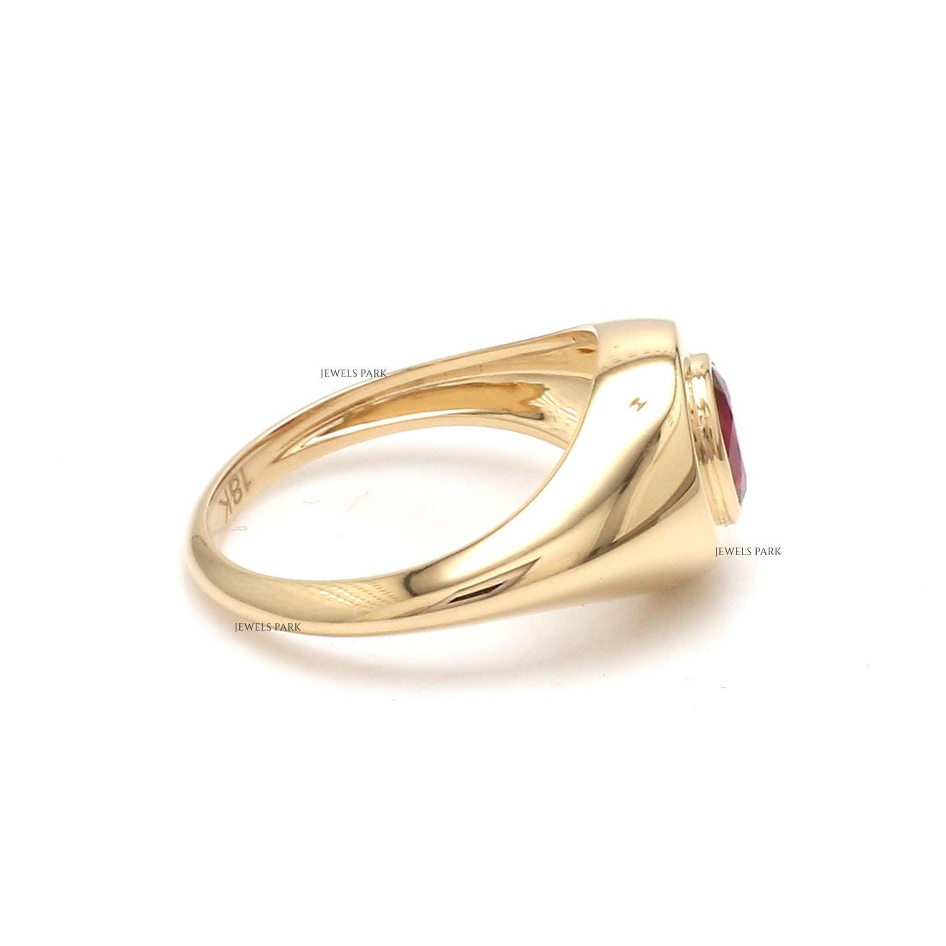 Vintage 14k Gold Ruby Signet Ring | Oval Bezel Set - Etsy