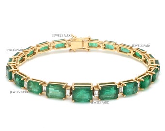 Emerald cut emerald diamond tennis bracelet gold | Natural big emerald cut emerald tennis bracelet gold | Emerald diamond bracelet gold