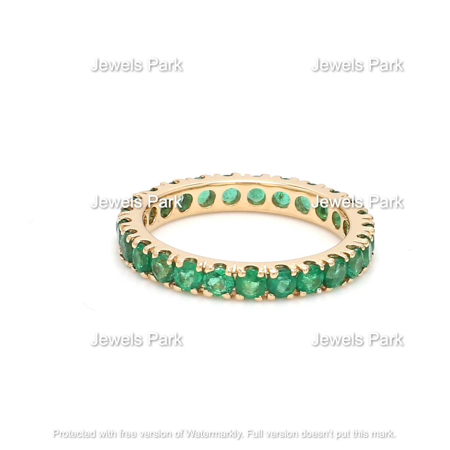 Natural Emerald Eternity Band Ring Round Cut in 14k 18k Gold - Etsy