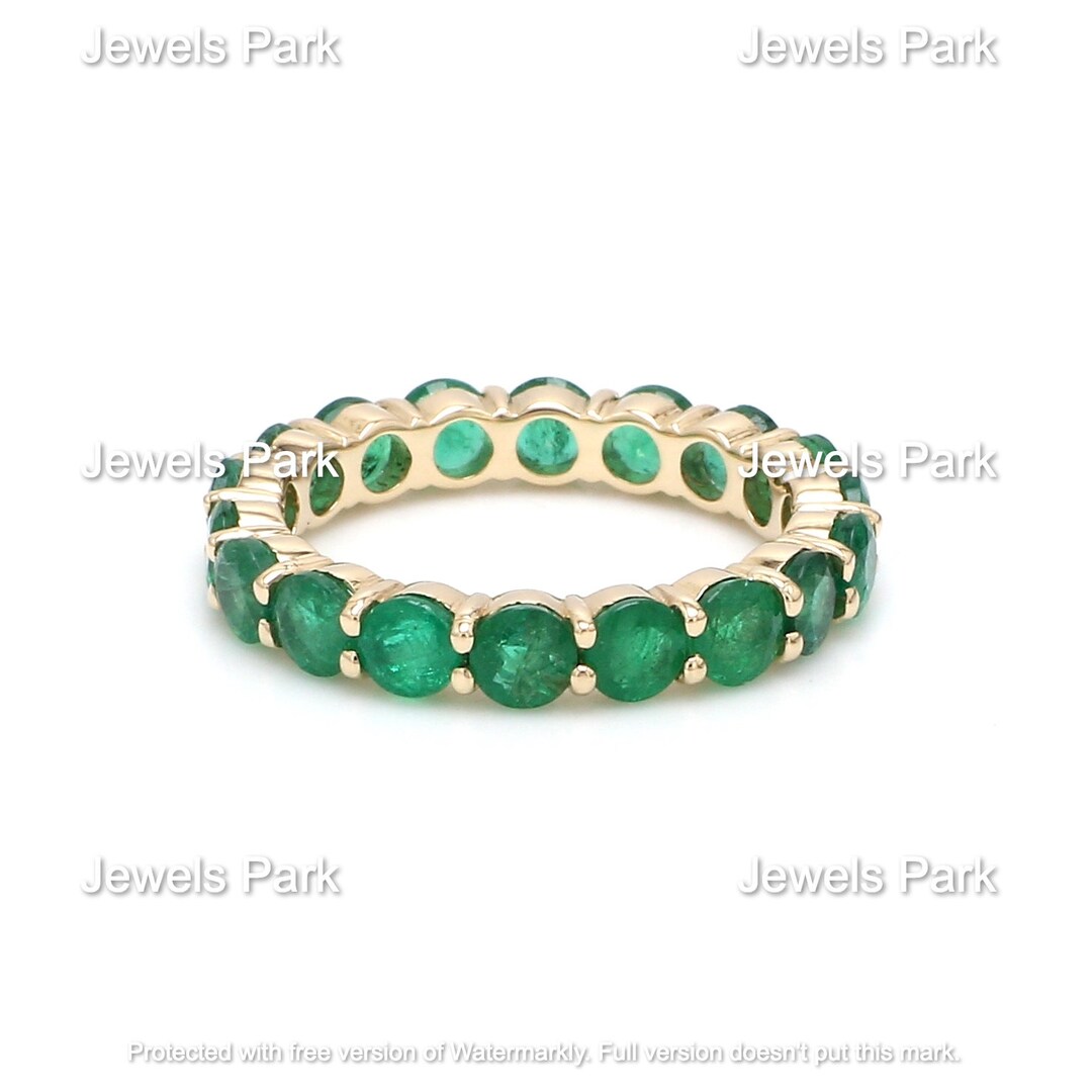 Natural Real Emerald Eternity Band Ring in 14k 18k Gold, 3.5mm 3ct ...