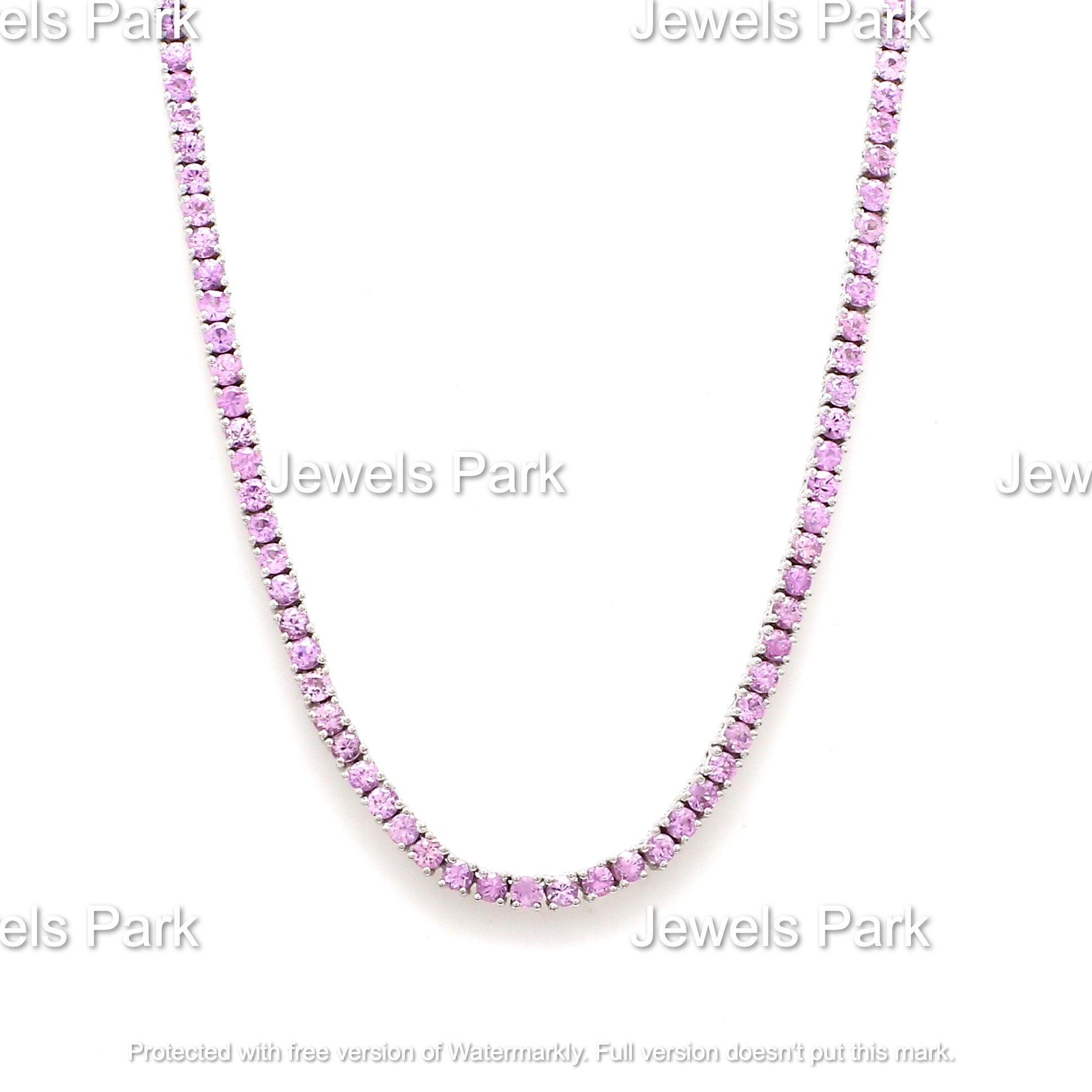 Pink Sapphire Tennis Necklace in 14k 18k Gold Natural 2mm 8ct Etsy UK