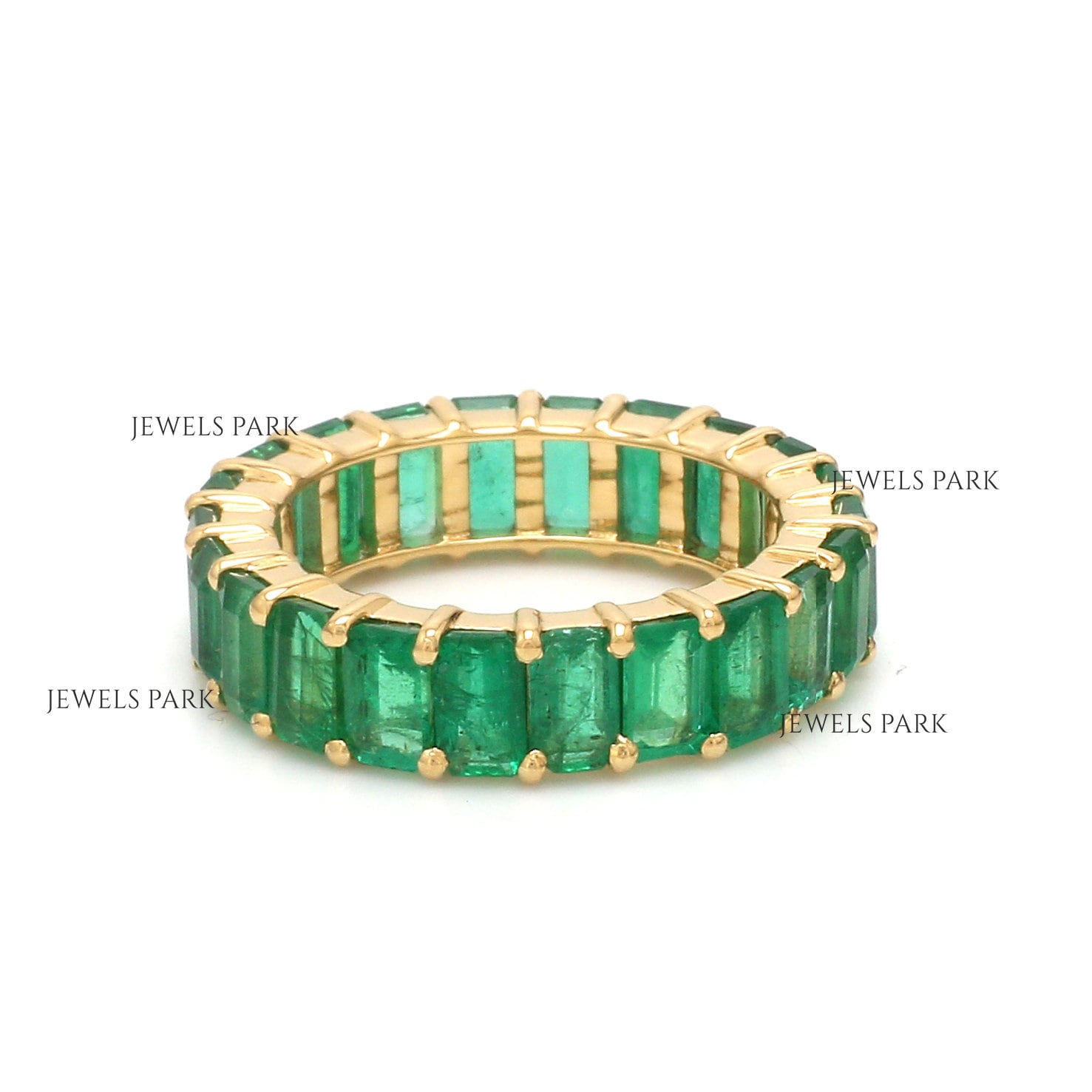 Real Emerald Eternity Band Ring Gold | Natural 5x3mm 6CTW Emerald Cut ...