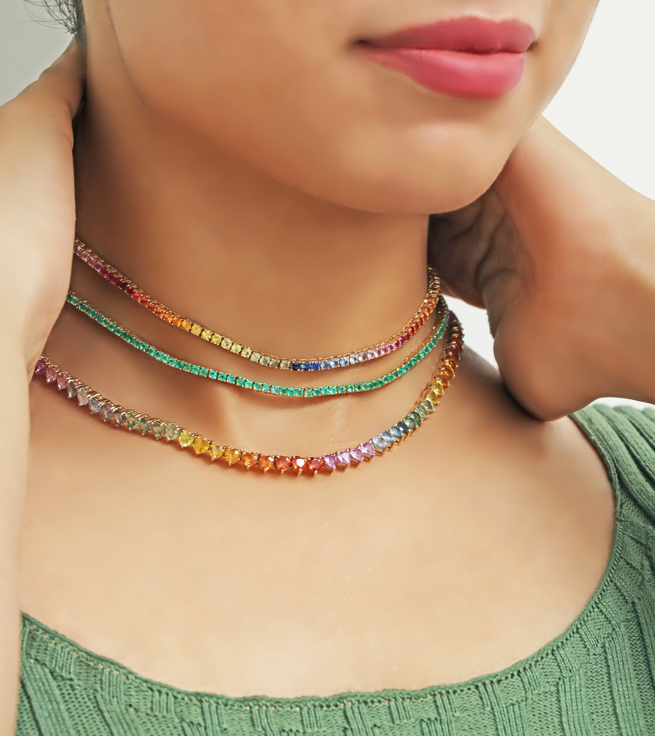 Rainbow rhinestone hotsell choker