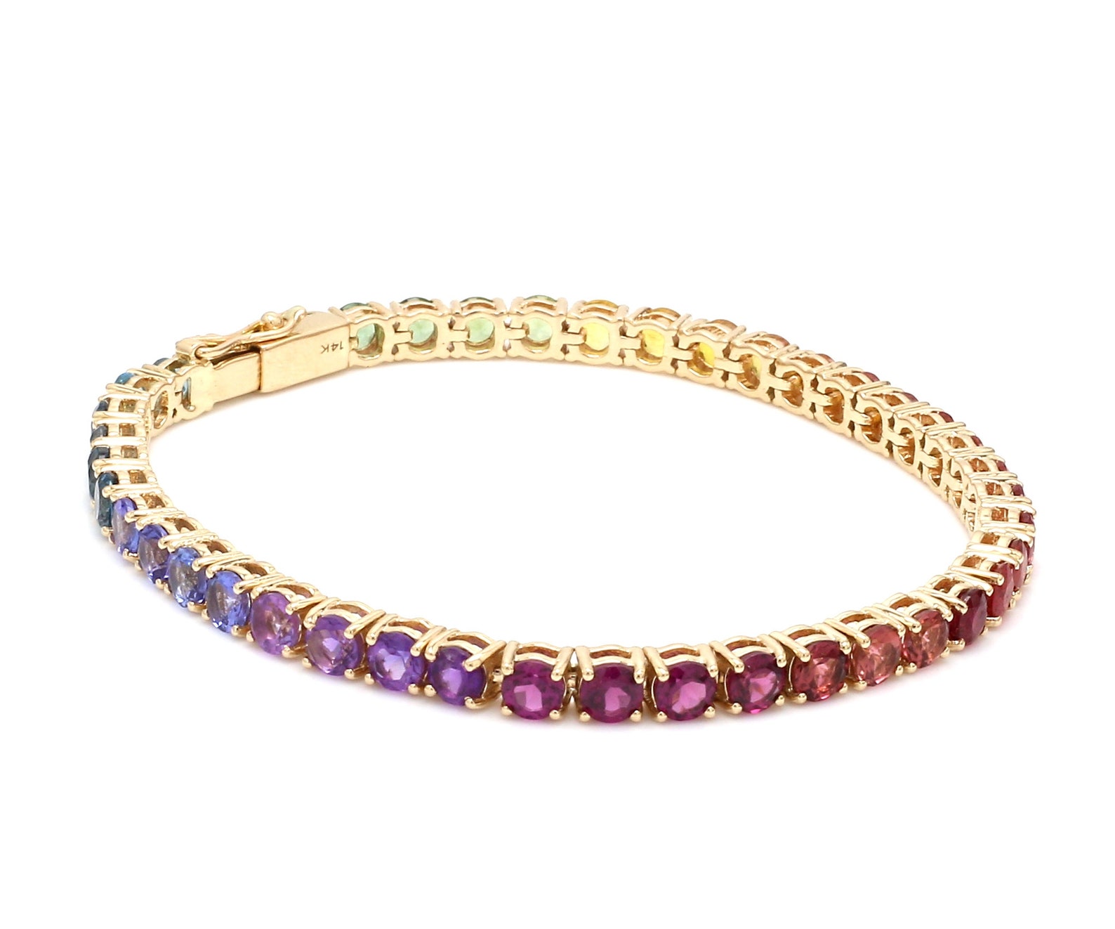 Rainbow sapphire tennis bracelet multi gemstone in 14k 18k Etsy