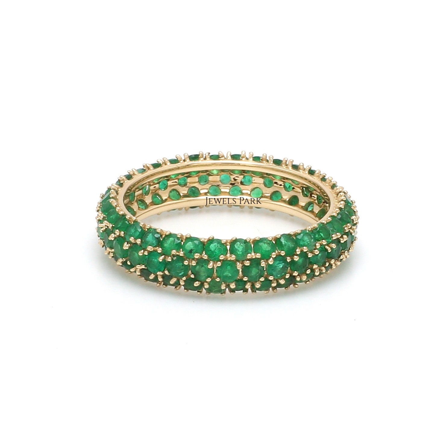 Real Emerald Ring Eternity Band in Gold Natural Emerald Cut - Etsy