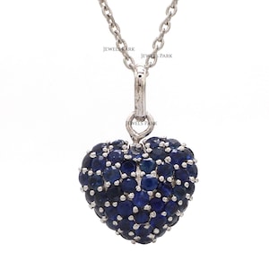 Blue sapphire heart pendant necklace 14K gold | Natural blue sapphire heart charm pendant gold | Heart shape sapphire pendant necklace gold