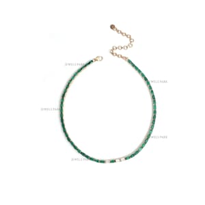 Emerald octagon diamond tennis necklace gold | Natural emerald cut emerald tennis necklace | Real emerlad and diamond tennis necklace gold