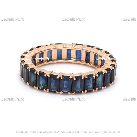 Bague Empilable 6 Baguettes En Or 14 Carats - Émeraude, Saphir Rose, Bleu, Tanzanite, Neuf