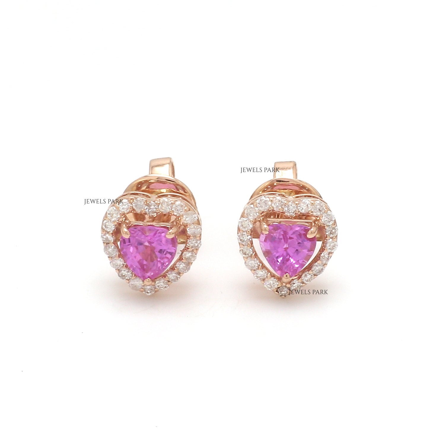 Pink sapphire heart best sale earrings