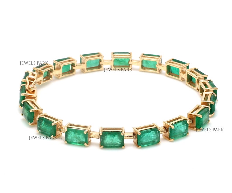 Real Emerald Tennis Bracelet in 14K Gold Natural Emerald Cut Etsy