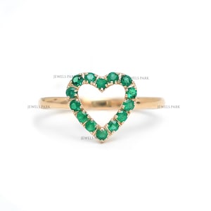 Real emerald heart ring gold | Natural emerald cut heart ring gold | Emerald birthstone ring gold | Heart shape emerald | Emerald ring gold