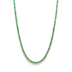 Emerald round tennis necklace gold | Natural round emerald prong set extender tennis necklace choker gold | Emerald round thin necklace gold