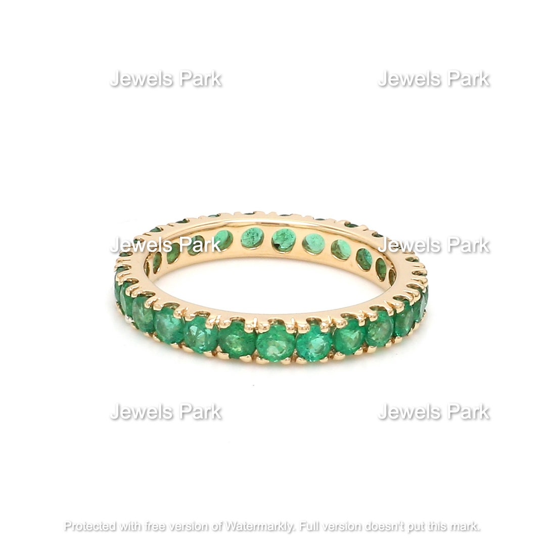 Natural Emerald Eternity Band Ring Round Cut in 14k 18k Gold | Natural ...