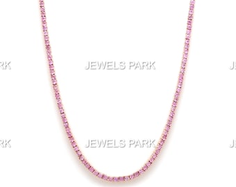 ★ROSEMONT★ [Rosemont] 14K Sapphire Chain Necklace Pins RB0 Preslie Pink Sapphire and Diamond Illusion Station Necklace