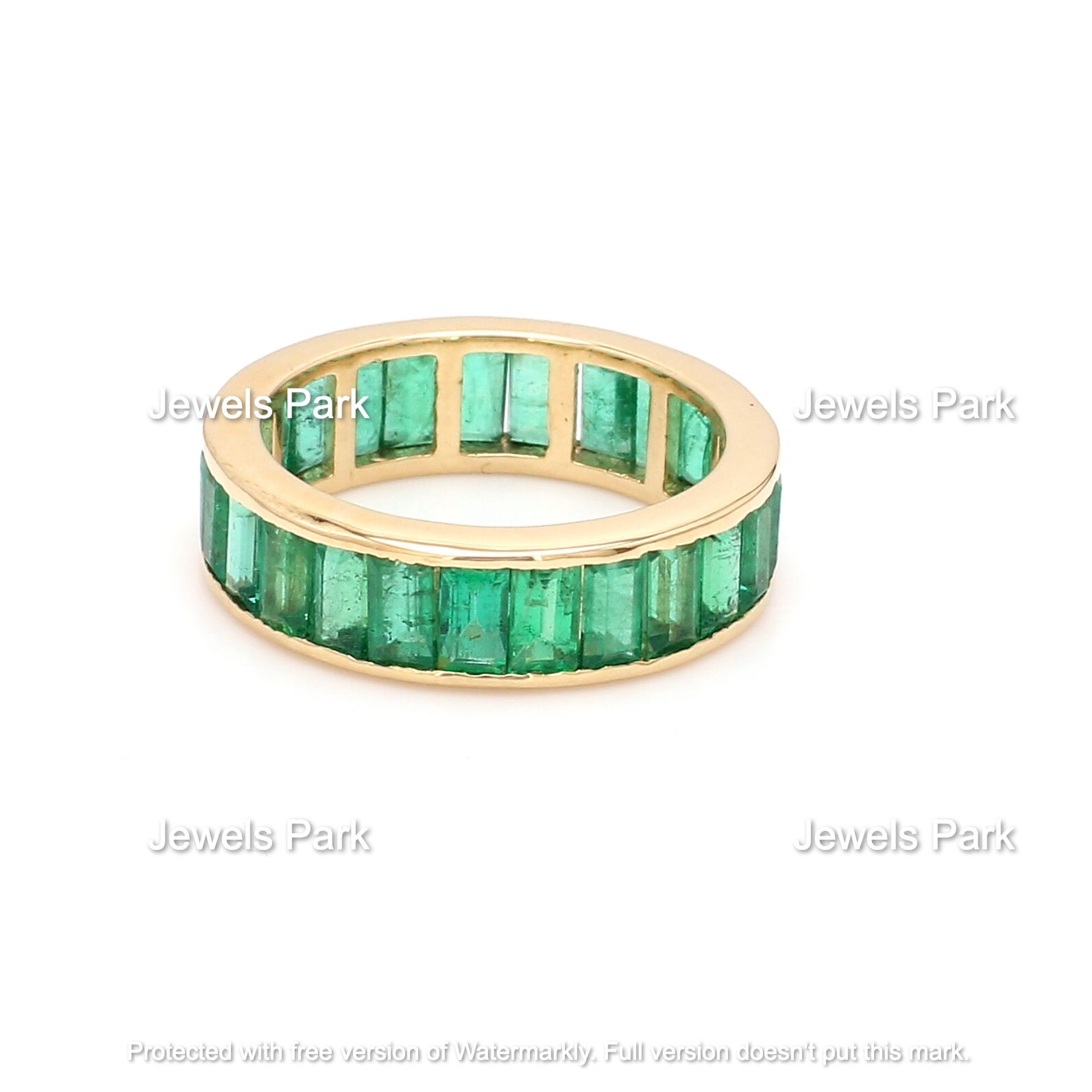 Emerald Eternity Band Ring in 14K Solid Gold Natural Emerald | Etsy