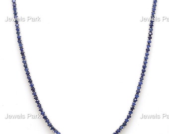 Collar tenis zafiro azul oro / Collar tenis zafiro azul natural 2MM / Collar tenis zafiro azul / Gargantilla zafiro azul oro