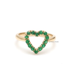 Real emerald heart ring gold | Natural emerald cut heart ring gold | Emerald birthstone ring gold | Heart shape emerald | Emerald ring gold