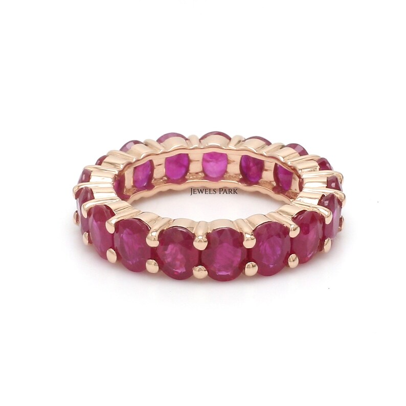 Real Ruby Oval Eternity Band Ring Gold | Natural 5x4mm 8CT Ruby Oval ...