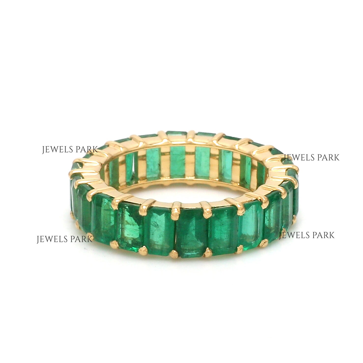 Real Emerald Eternity Band Ring Gold | Natural 5x3mm 6CTW Emerald Cut ...