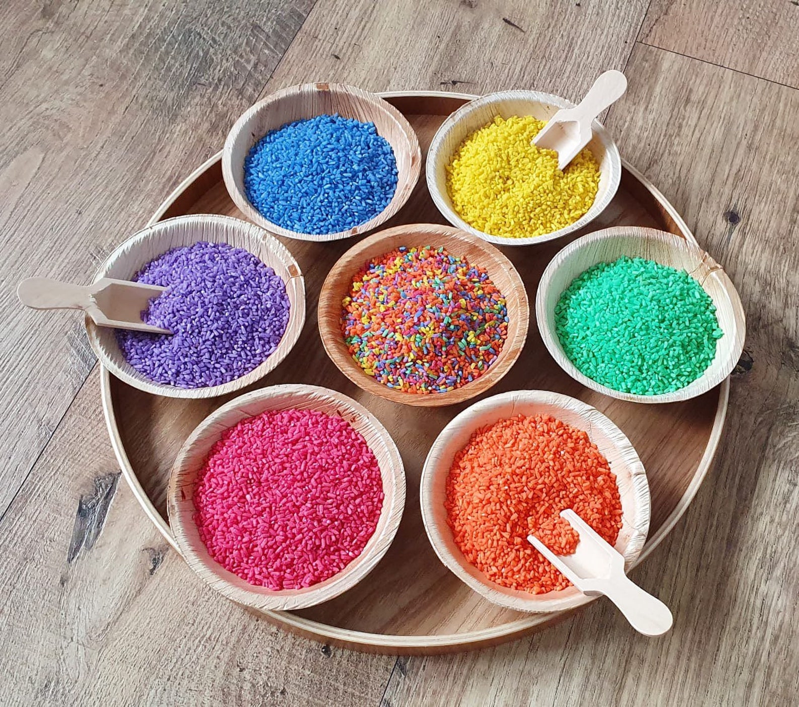 Coloured FINE Sensory Rice tuff tray sensory bin. Non toxic Etsy