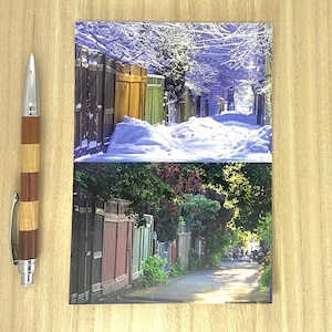 Carte Postale Montréal duo, "Ruelle été / hiver, Montréal"