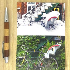 Carte Postale Montréal duo, "Bicycle été / hiver, Montréal"