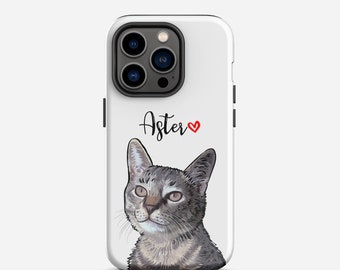 Custom Pet Portrait Phone Case, Dog Mom iPhone Case, Trendy Phone Case, Personalized Pet Tough Phone Cover for iPhone & Samsung Models