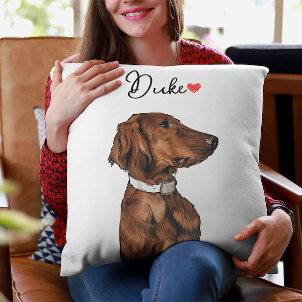 Custom Pet Pillow, Personalized Pet Portrait Throw Pillow, Indoor Outdoor Pillow, Decorative Pillow, Dog Memorial, Dog Cushion, Mom Gifts