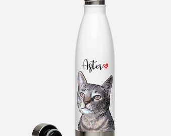 Custom Pet Water Bottle, Personalized Pet Dog Photo Water Bottle, Insulated Travel Water Bottle, Pet Remembrance, Pet Lover Gifts