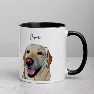 Custom Pet Portrait Mug, Personalized Dog Coffee Mug, Dog Photo Mug, Custom Cat Mug, Dog Face Mug, Customized Pet Owner Gift, Cute Mug Mug-Black I/S 11 Oz